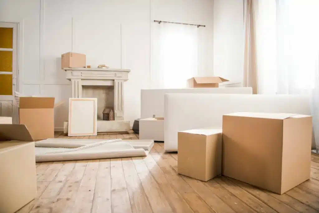 houston movers working on packing boxes