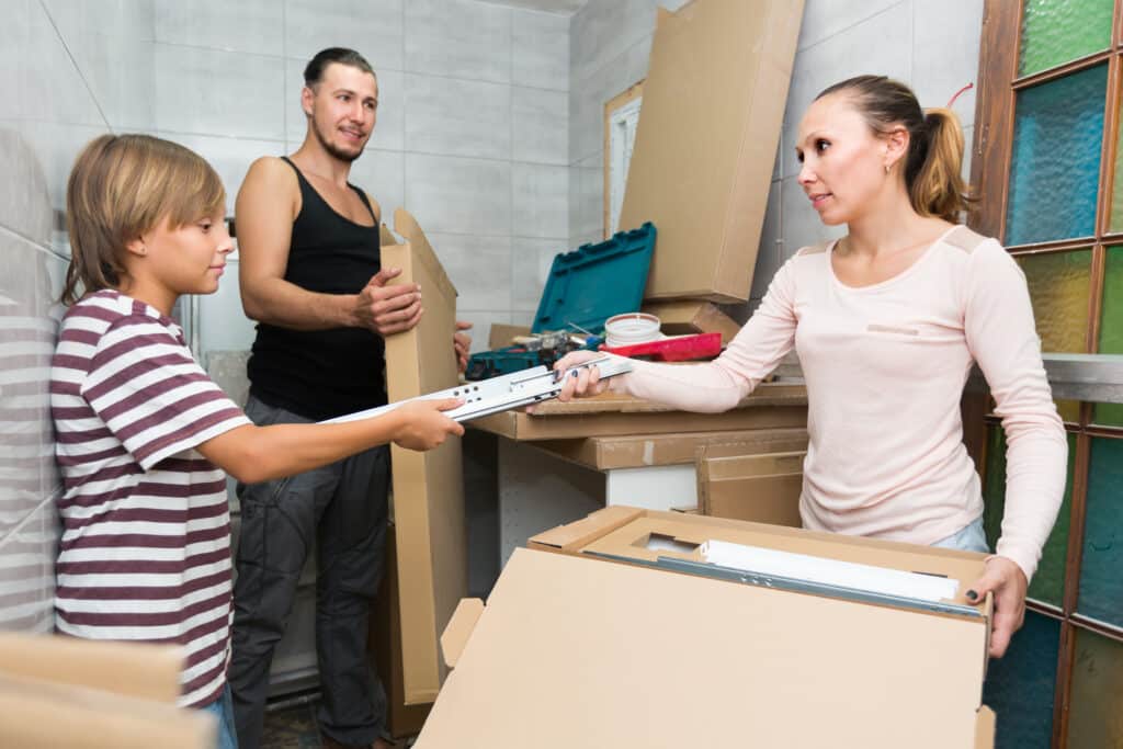 Positive family of three packing things before relocation